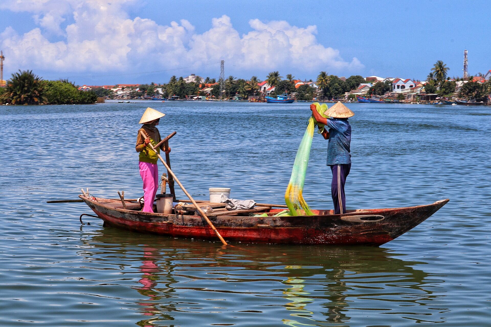 Fishing by Boat on Mekong River, Bac Lieu Ca Mau